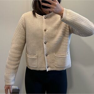 Aqua Cream Textured Knit Sweater